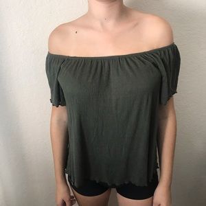 Nordstrom Green Off the Shoulder Top